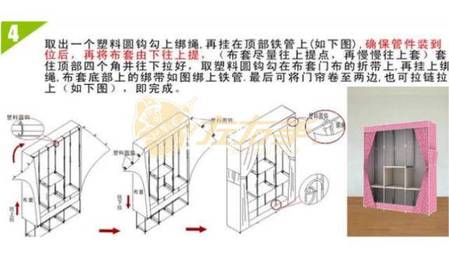 拉鏈布衣柜安裝步驟4